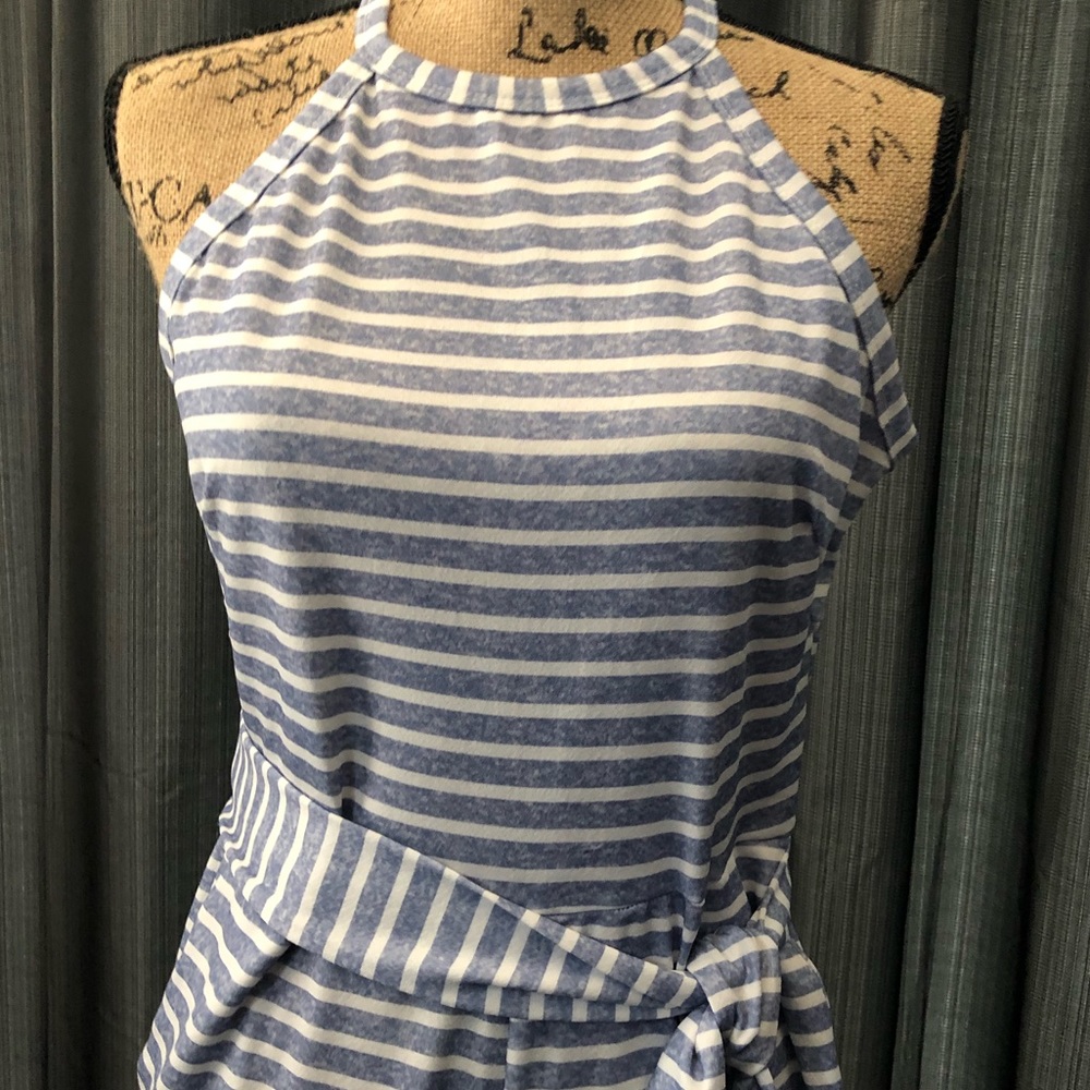 Blue and white stretchy jumpsuit